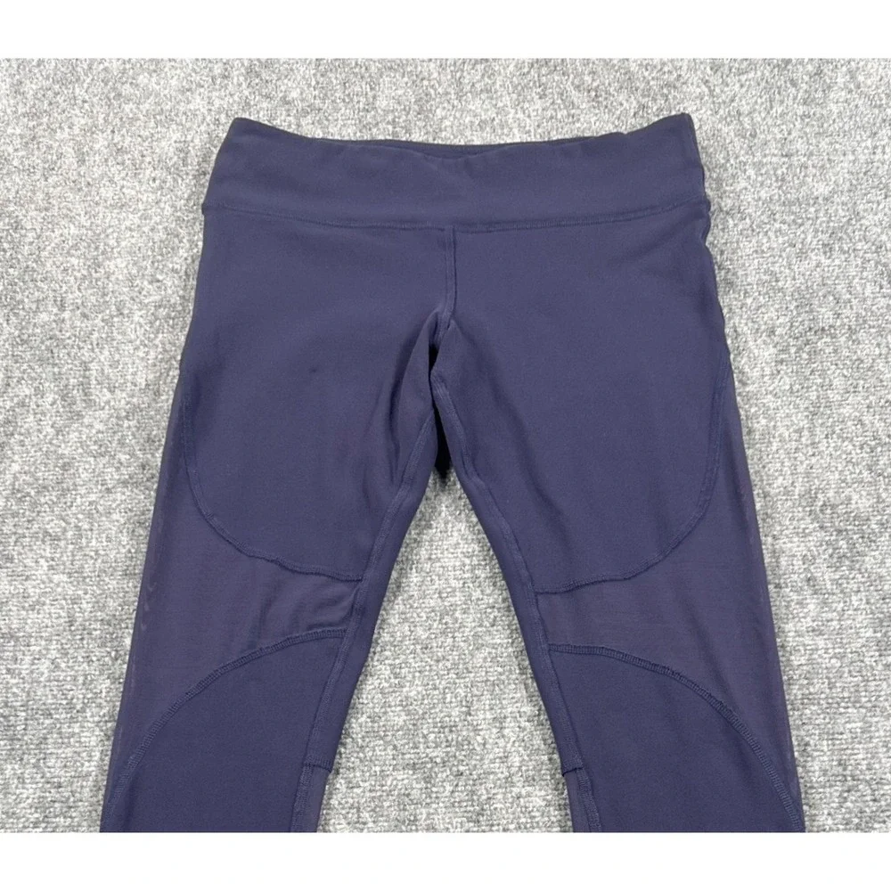 Alo Yoga Womens Medium Navy Blue Mesh Panel Keyhole Ankle Leggings